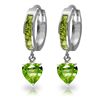 Image 1 : 14K White Gold 3.25ct Heart & .85ct Peridot Hoop Earring