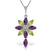 Image 1 : 14K White Gold 1.08ct Amethyst,Peridot&Diamond Necklace