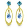 Image 1 : 14K Y. GOLD 1.40ct BLUE TOPAZ CHANDELIERS EARRING