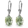Image 1 : 6.25ct Green Amethyst Oval Dangle Earrings in 14k WG