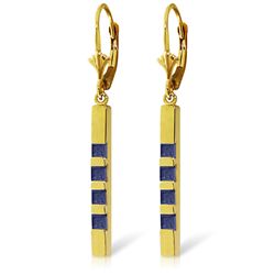 14k Solid Gold 0.70ct Sapphire Bar Earrings