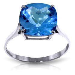 14k Solid Gold 3.60ct Blue Topaz Ring