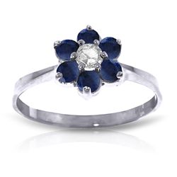14k Solid Gold 0.15ct Diamond & Sapphire Ring