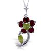 Image 1 : 14k WG .63ct Ruby & .16ct .08ct Peridot Flower Necklace