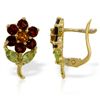 Image 1 : 14k Solid Gold Citrine, Peridot & Garnet Earrings