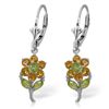 Image 1 : 14k Solid Gold Peridot & Citrine Flower Earrings