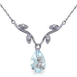 14k WG Elegant 1.50ct Aquamarine & DIAMOND Necklace