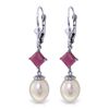 Image 1 : 14k Solid Gold 1.50ct Ruby & Pearl Earrings