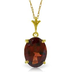 14k Solid Gold 3.12ct Oval Garnet Necklace