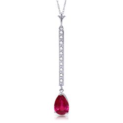 14k WHITE GOLD 1.75ct Ruby Necklace with Diamonds