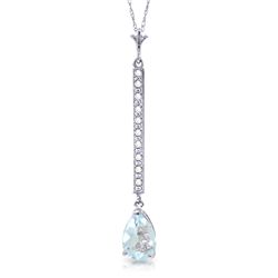 14k Solid Gold 1.75ct Aquamarine & Diamond Necklace
