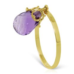 14k Solid Gold 3.0ct Dangle Amethyst Ring