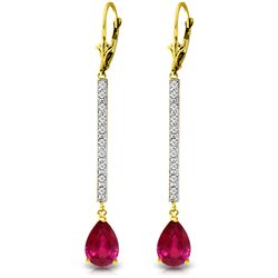 14k Solid Gold 3.50ct Ruby & Diamond Earrings