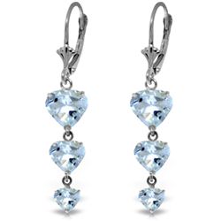 14k Solid Gold Aquamarine Heart Earrings