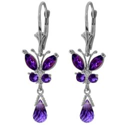14k Solid Gold Amethyst Butterfly Earrings