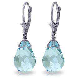 20.50ct Blue Topaz Briolette Drop Earrings in 14k WG