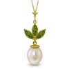 Image 1 : 14k Yellow Gold Pearl & 0.75ct Peridot Necklace
