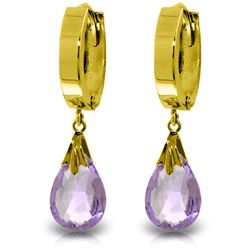 14k Solid Gold 6.0ct Amethyst Dangle Earrings