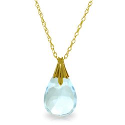 14k Solid Gold 3.0ct Blue Topaz Drop Necklace