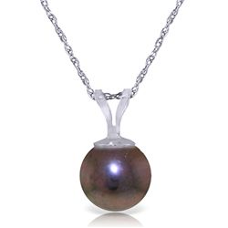 14k WHITE GOLD 2.00ct Black Pearl Solitaire Necklace
