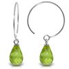 Image 1 : 1.35ct Peridot Open Circle Earrings in 14k WHITE GOLD