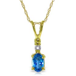 14k YG 0.45ct Blue Topaz Necklace with Diamond