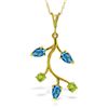 Image 1 : 14k Solid Gold Blue Topaz & Peridot Necklace