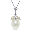 Image 1 : 14K WG 4.00ct PEARL & 0.50ct WHITE TOPAZ NECKLACE