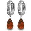 Image 1 : 14K White Gold 4.5ct Garnet & Diamond Hoop Earring