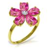 Image 1 : 14k YG Pink Topaz with Diamond Flower Ring