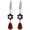 Image 1 : 14k Flower with Garnet and Diamond Earrings