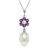 Image 1 : 14K WG 4.00ct PEARL, AMETHYST & DIAMOND NECKLACE