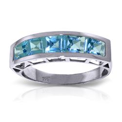 14K White Gold 2.25ct Square Blue Topaz Ring