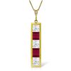 Image 1 : 14k Solid Gold Ruby & White Topaz Necklace