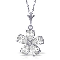 14k Solid Gold White Topaz & Diamond Necklace