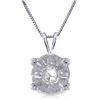 Image 1 : 14K WHITE GOLD 0.03ct NATURAL DIAMOND NECKLACE