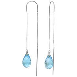 14k White Gold 4.50ct Blue Topaz Threaded Earrings