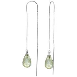 14k Gold Green Amethyst Threaded Earrings