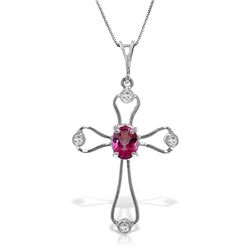 14K White Gold .45ct Pink Topaz & Diamond Necklace