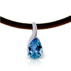 14K White Gold 4.7ct Blue Topaz & Diamond Necklace