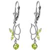 Image 1 : 14k White Gold Peridot Butterfly Earrings