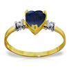 Image 1 : 14K YG 1.00ct HEART SAPPHIRE & 0.03ct DIAMOND RING