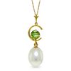 Image 1 : 14k YG 0.50ct Peridot & Pearl Necklace