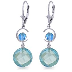 14k White Gold Blue Topaz Duo Earrings