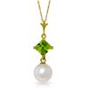 Image 1 : 14k Yellow Gold 0.50ct Peridot & Pearl Necklace
