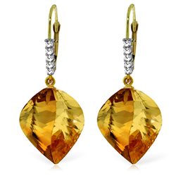 14k YG Diamond & 23.50 Citrine Spiral Earrings