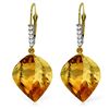 Image 1 : 14k YG Diamond & 23.50 Citrine Spiral Earrings