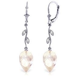 14k WG 24.50ct White Topaz & Diamond Earrings
