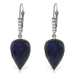 14K WHITE G. 25.810ct SAPPHIRE & DIAMOND EARRING