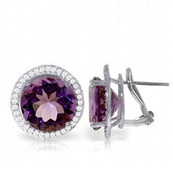 14K White Gold 12.0ct Amethyst & Diamond Earring
